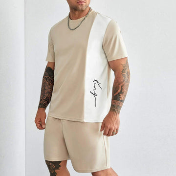 Heren Tweedelig Set – Katoen – Relaxte Pasvorm – Script Detail – Casual Outfit