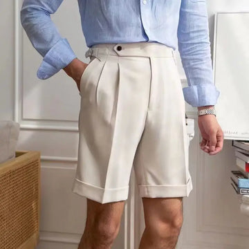 Heren Shorts – Tailored Fit – 100% Katoen – Met Plooi – Omgeslagen Zoom – Kniehoogte
