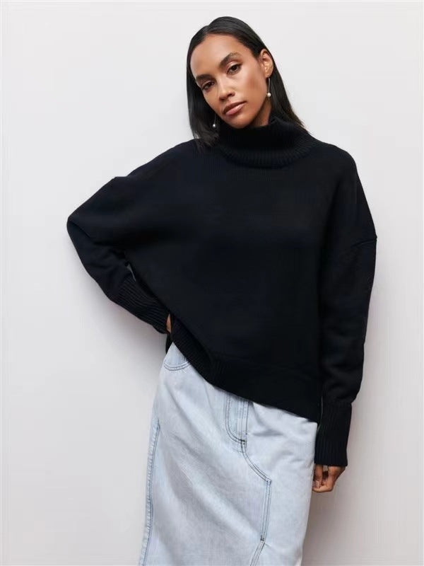 Dam Oversized Stickad Tröja - Turtleneck - Långa Ärmar - Mjuk och Varm