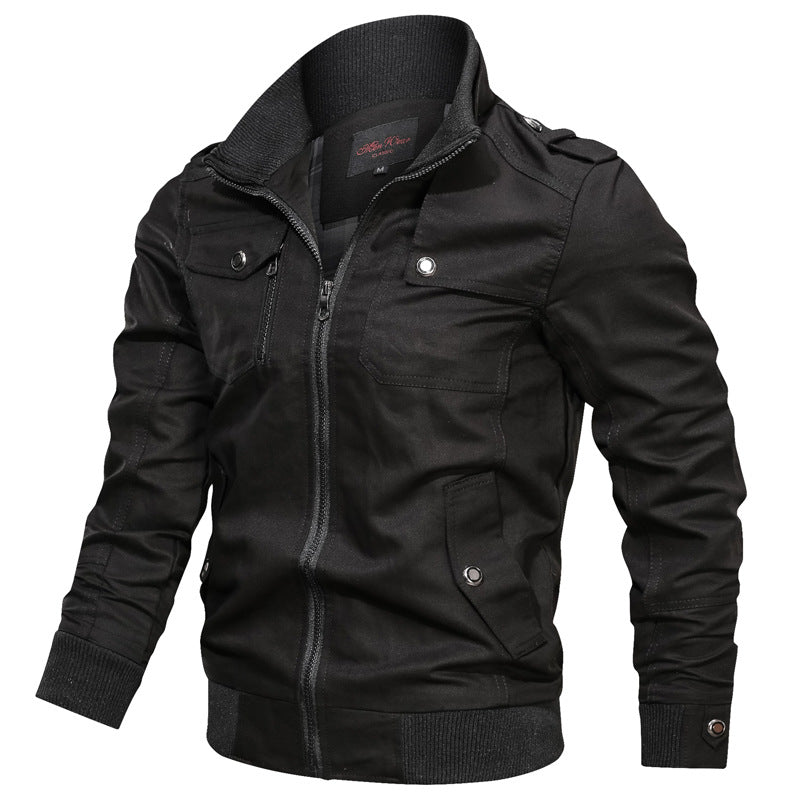 Herenjas – Slim Fit – Katoenmix – Opstaande Kraag – Rits – Klepzakken – Epauletten