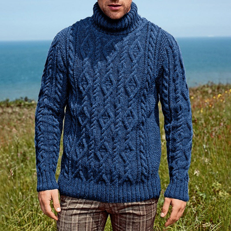Heren Trui - Wol - Colrol - Aran Kabelpatroon - Ribgebreide Boorden
