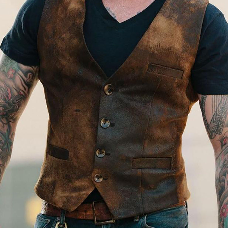 Heren Gilet – Slim Fit – Vintage Look – Knoopsluiting – Casual Gelaagde Stijl