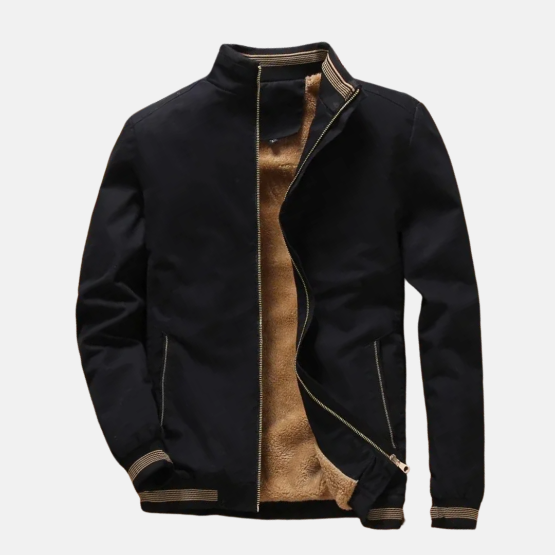 Herr Pilotjacka – Casual Passform – Fleece Foder – Dragkedja – Ribbade Muddar