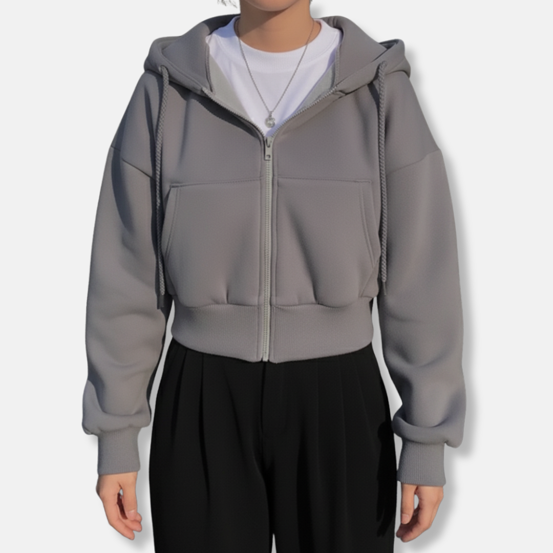Dam Hoodie – Oversized Passform – Fleece – Dragkedja – Luva – Känguruficka – Casual