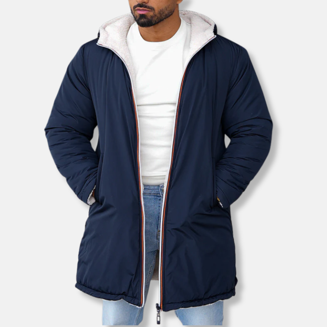 Heren Fleecejack – Dubbelzijdige Zachte Stof – Relaxte Pasvorm – Met Capuchon