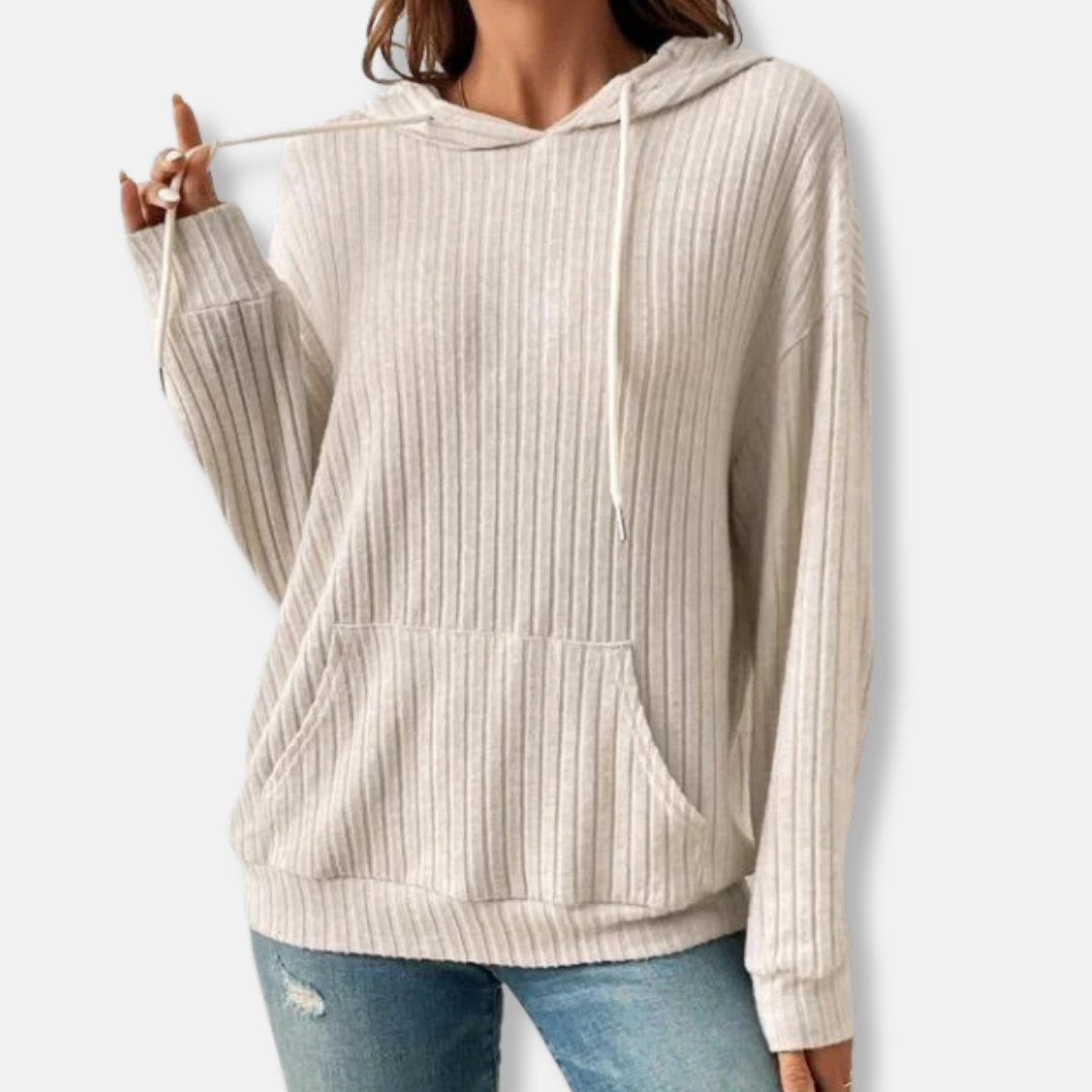 Dames Hoodie - Gebreide Stof - Relaxte Pasvorm - Capuchon Met Trekkoord