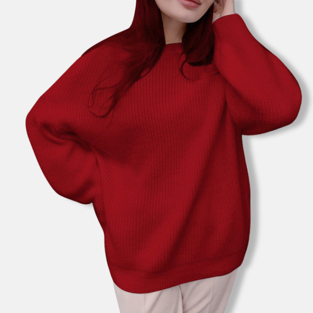 Dames Trui – Oversized Pasvorm – Zachte Gebreide Stof – Geribde Textuur – Lange Mouw