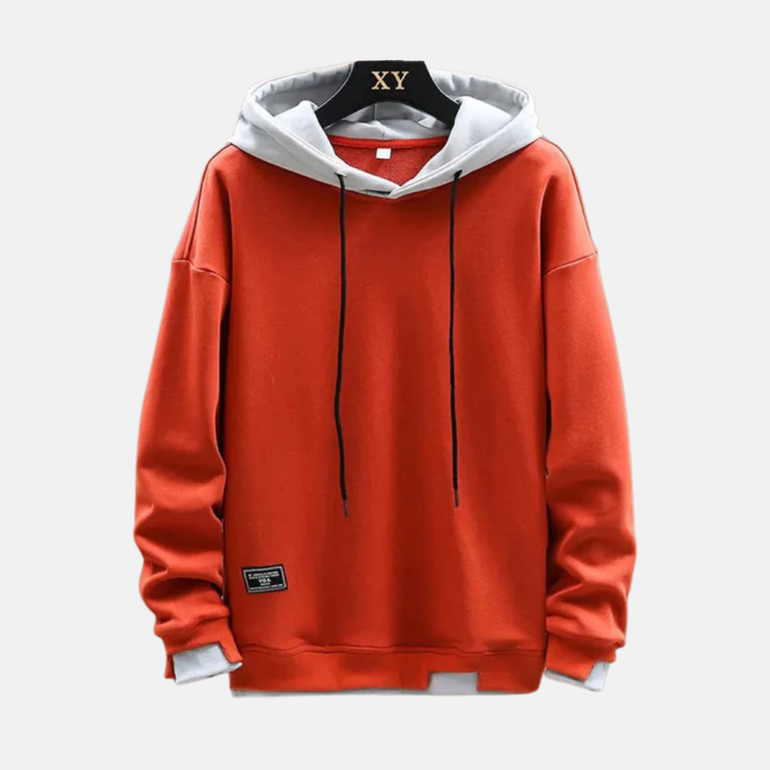 Heren Hoodie – Relaxte Pasvorm – Katoenmix – Capuchon met Trekkoord – Ribboorden
