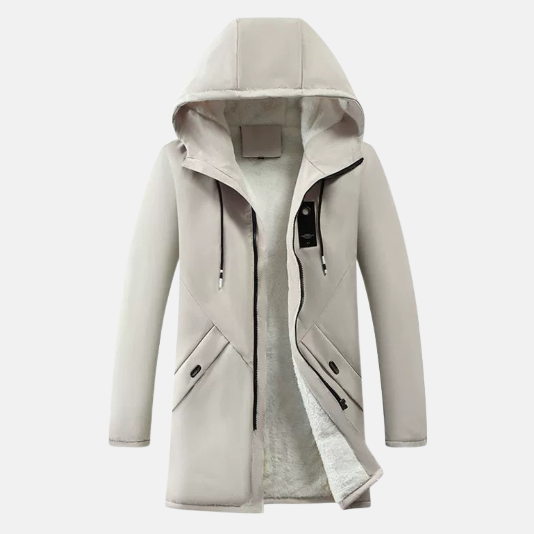 Herr Jacka med Huva – Vindtät – Fleece Fodrad – Halvlång – Casual Passform