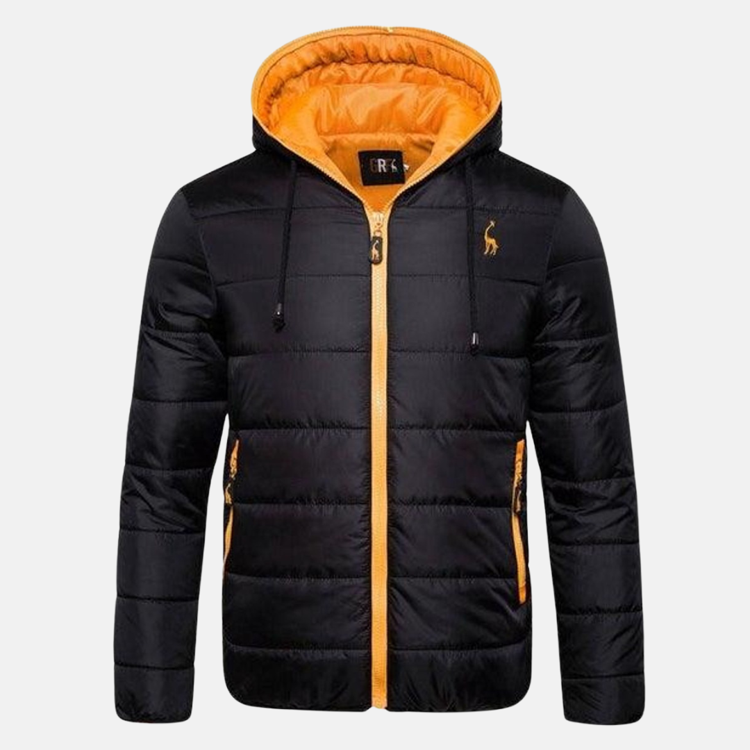 Herr Pufferjacka – Normal Passform – Dunfyllning – Vattenavstötande – Med Huva