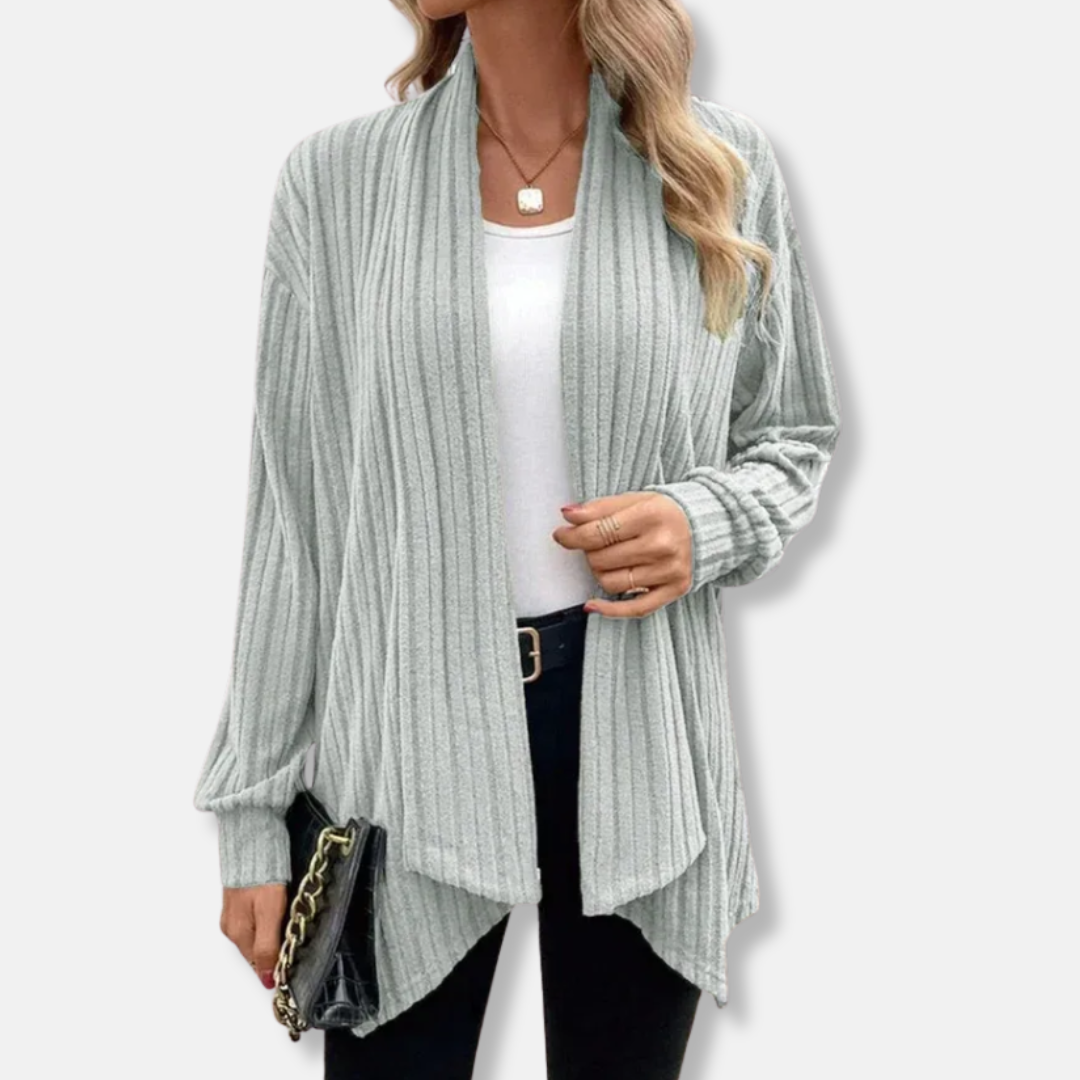 Dames Cardigan - Gebreide Stof - Losse Pasvorm - Asymmetrische Zoom