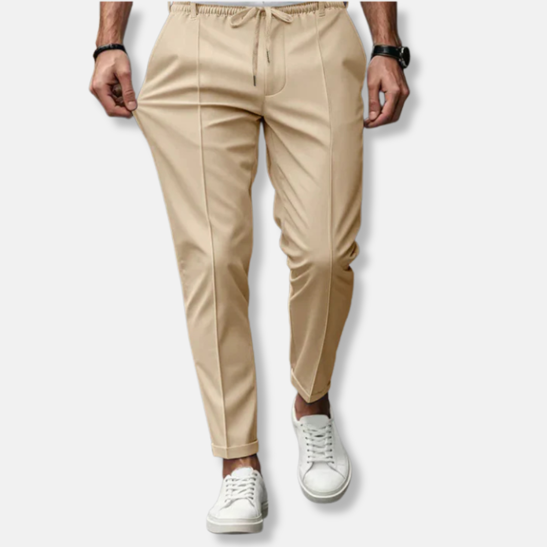 Heren Broek - Geweven Stretchmix - Relaxte Tapered Pasvorm - Enkellengte
