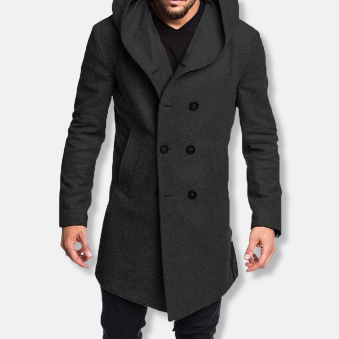 Heren Jas - Wolmix - Slim Fit - Met Capuchon - Midden Dij Lengte