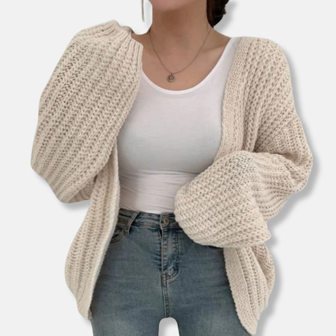 Dames Cardigan - Ribbreisel - Oversized - Balloonmouwen