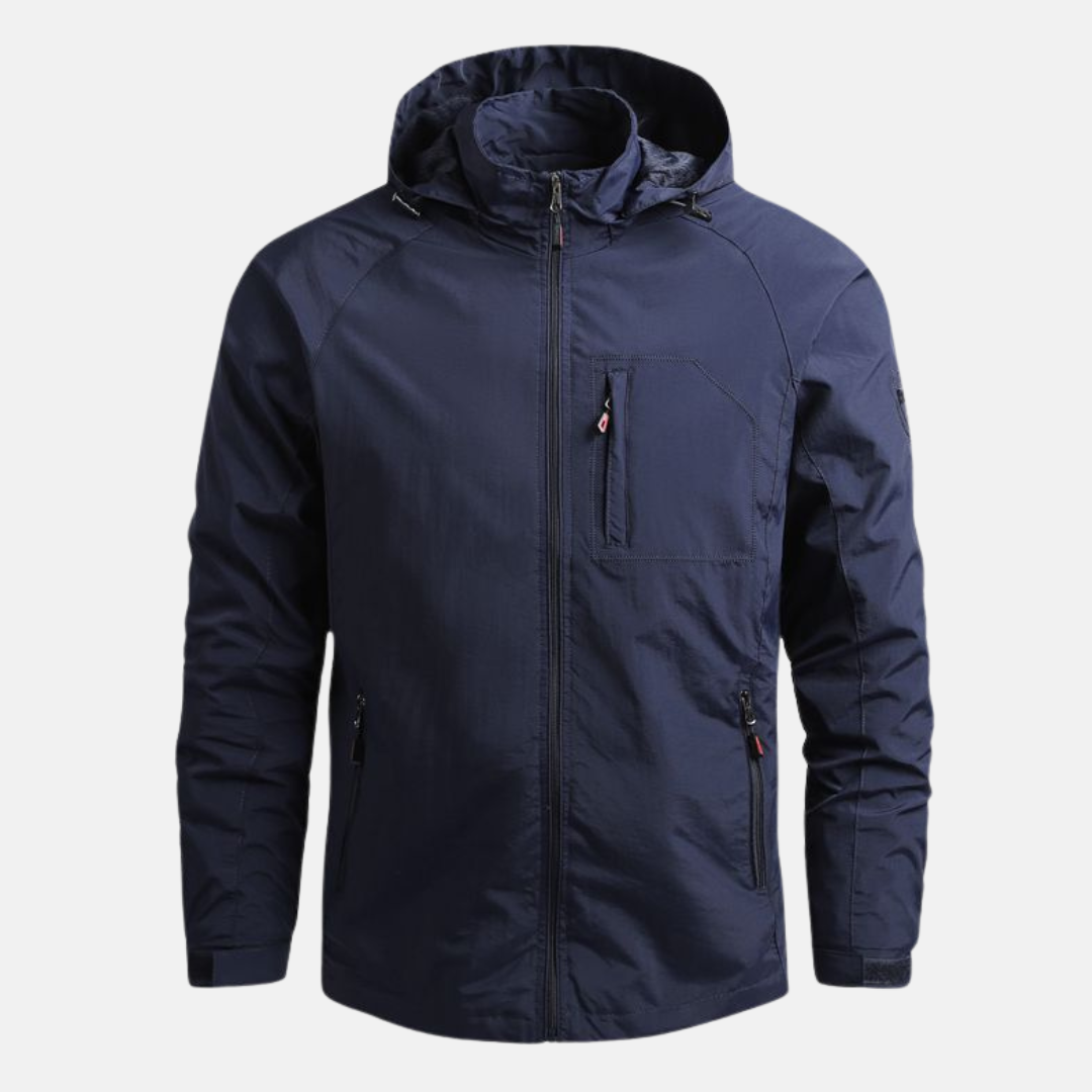 Herr Jacka - Vävd Tyg - Lös Passform - Hög Krage Med Huva