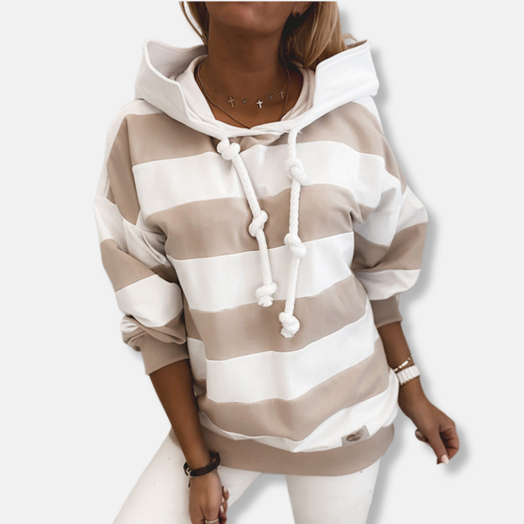 Dames Hoodie - Katoenmix - Relaxte Pasvorm - Oversized - Horizontale Strepen
