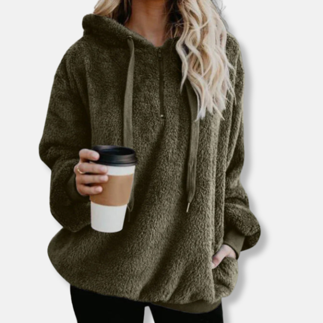 Dames Hoodie - Sherpa Fleece - Oversized - Lange Mouwen - Heuplengte