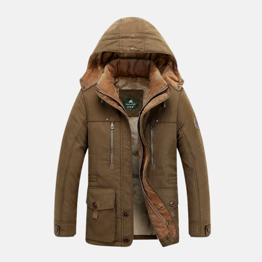 Heren Jas - Geweven Stof - Regular Fit - Mid-Length - Opstaande Kraag Met Capuchon