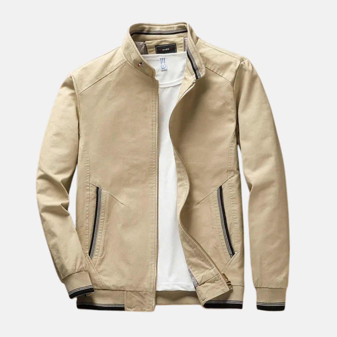 Herr Bomberjacka – Strukturerad Passform – Naturliga Tyger – Dragkedja och Fickor