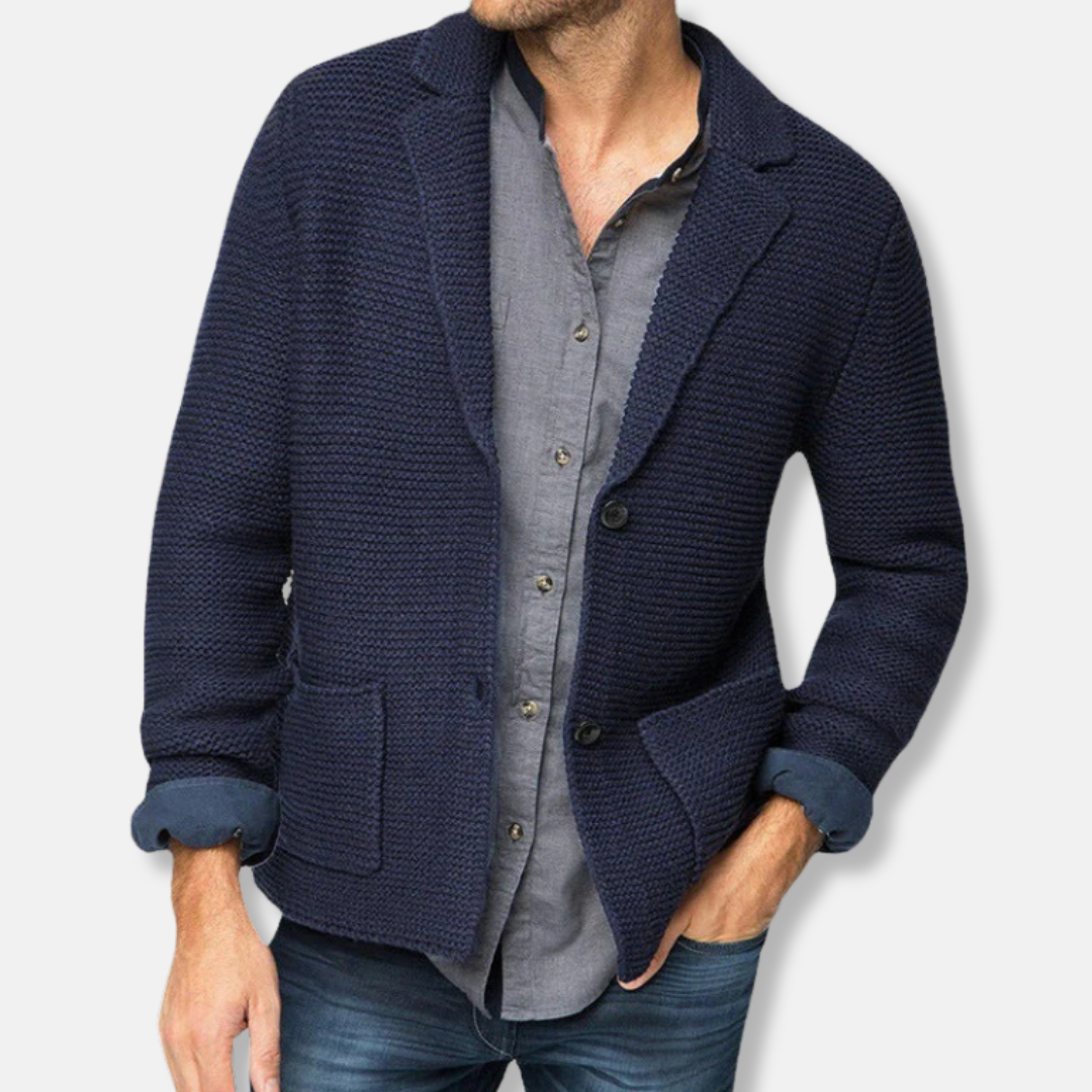 Heren Blazer - Gebreide Stof - Regular Fit - V-hals - Heuplengte