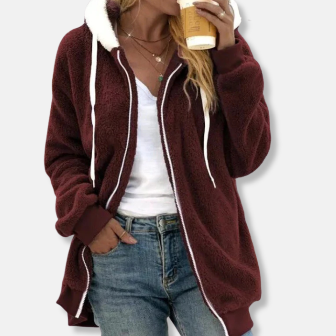 Dames Hoodie Jas - Pluche Sherpa - Losse Pasvorm - Lange Mouwen
