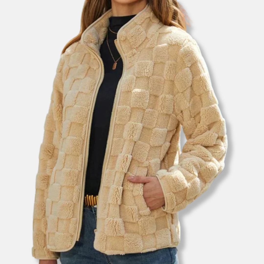 Dam Jacka - Fleece - Avslappnad Passform - Stående Krage - Dragkedja Framsida