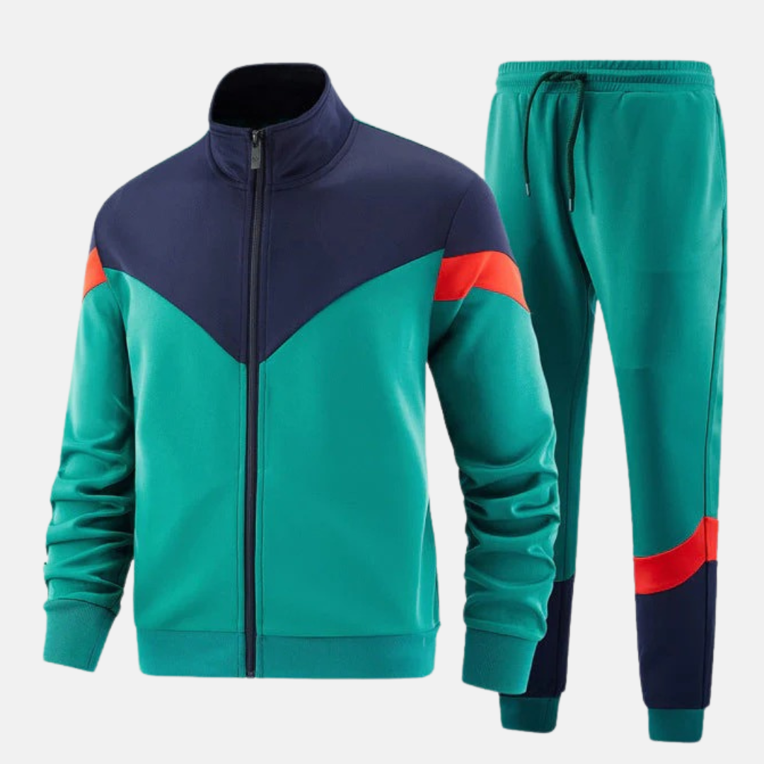 Heren Trainingspak – Slim Fit – Full Zip Jas met Hoge Kraag – Joggingbroek met Koord