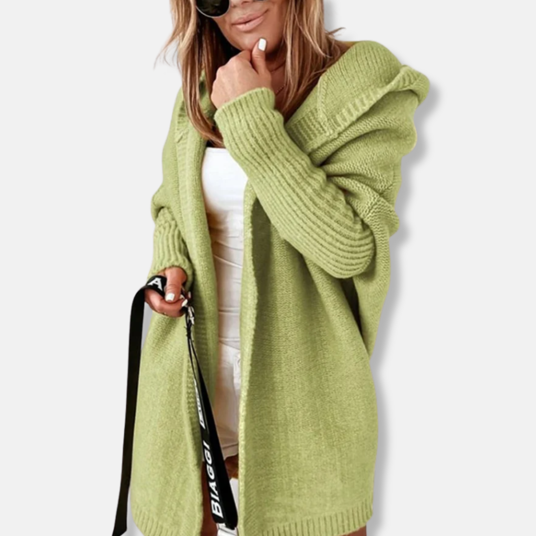 Dames Hoodie Cardigan - Zachte Tricot - Losse Pasvorm - Open Voorpand