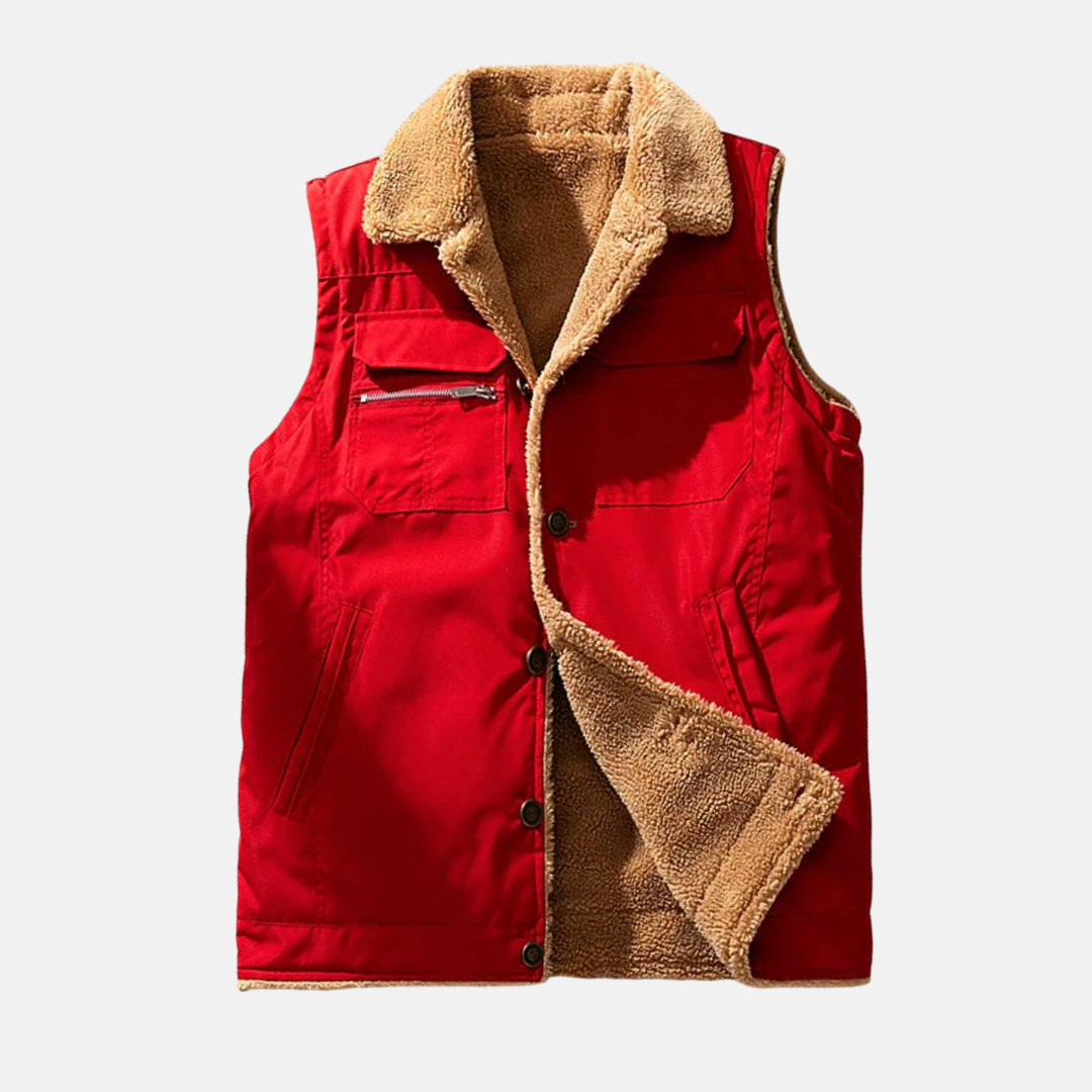 Heren Gilet - Geweven Stof - Gestructureerde Pasvorm - Sherpa Voering - Hiphals