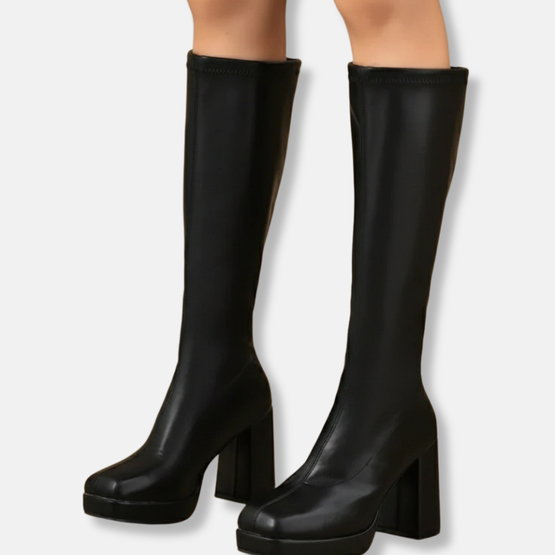 Damer Overknee Stövlar – Kraftig Klack – Platåsula – Åtsittande Modern Passform