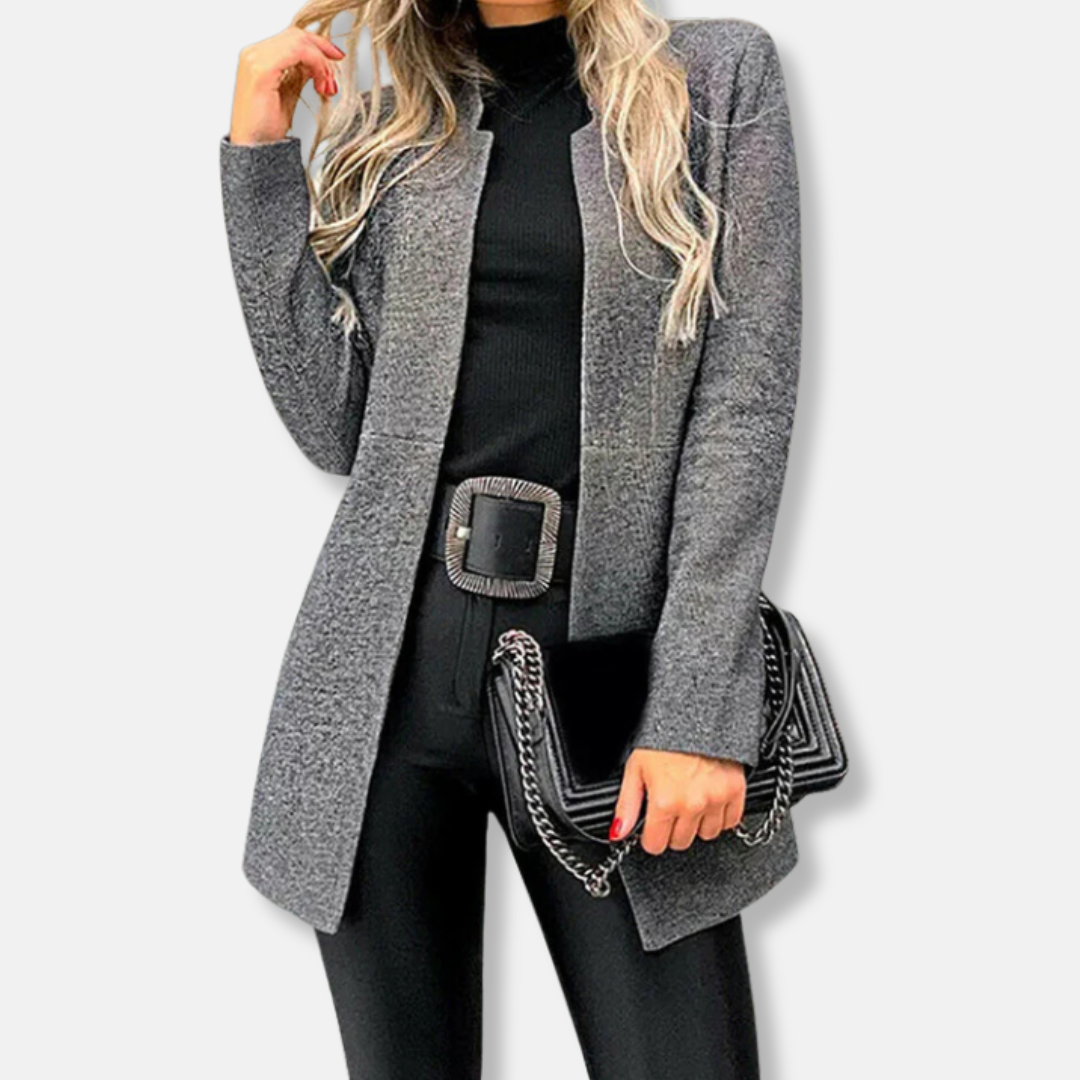 Dames Cardigan - Gebreide Wolmix - Tailored Taille - Mid-Dij Lengte - Open Voorzijde