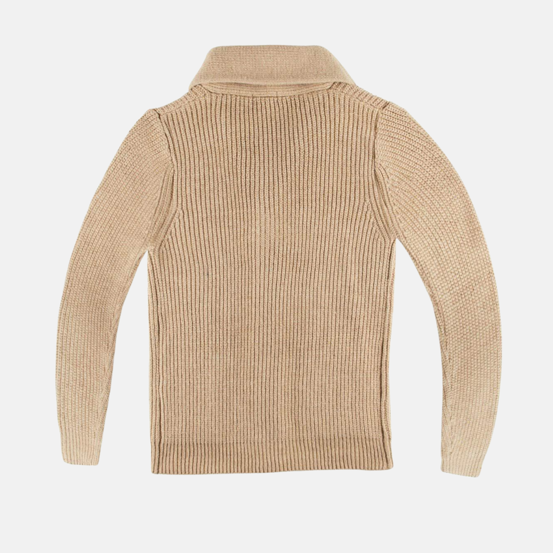 Heren Cardigan - Ribgebreid - Shawlkraag - Patchzakken