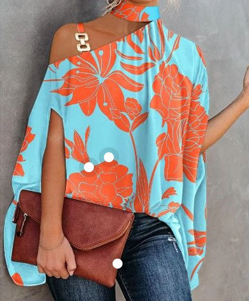 Dames Off-Shoulder Top – Relaxed Fit – Asymmetrische Halslijn – Luchtige Stof
