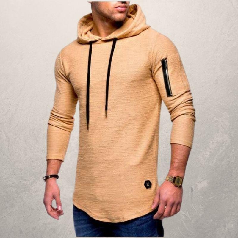 Heren Hoodie – Slim Fit – Zacht Gebreid – Verstelbare Capuchon – Mouwzak met Rits