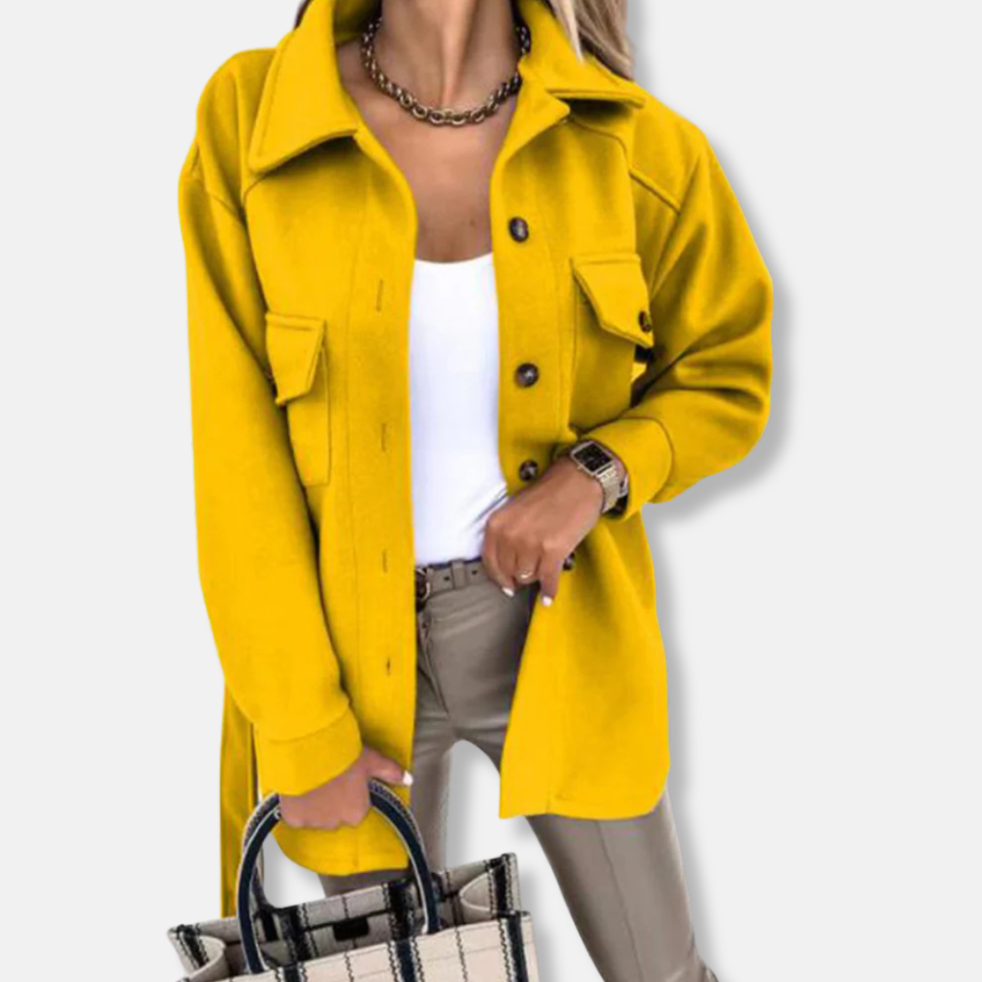 Dames Shacket - Geweven Stof - Oversized Pasvorm - Lange Lengte - Ceintuur