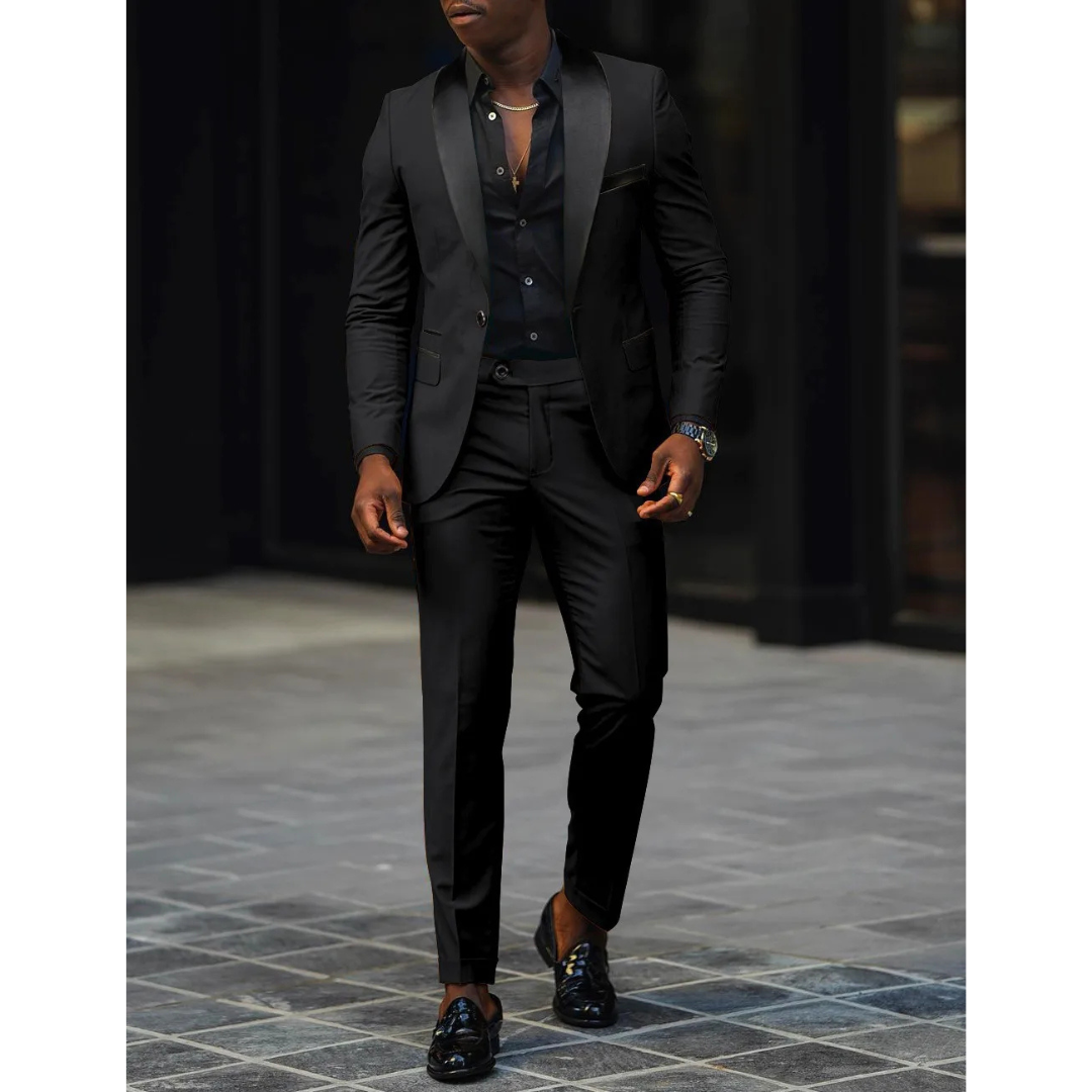 Herenkostuum – Slim Fit – Satijnen Sjaalkraag – Twee-Delige Formele Set
