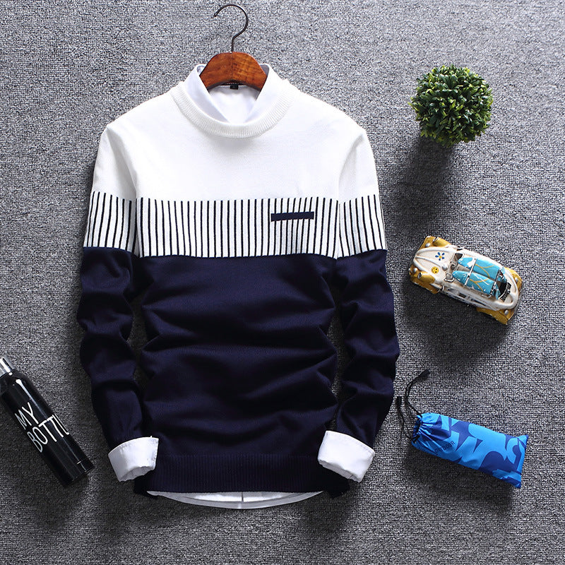 Heren Trui – Wolmix Gebreid – Regular Fit – Ronde Hals – Gestreept Casual Design