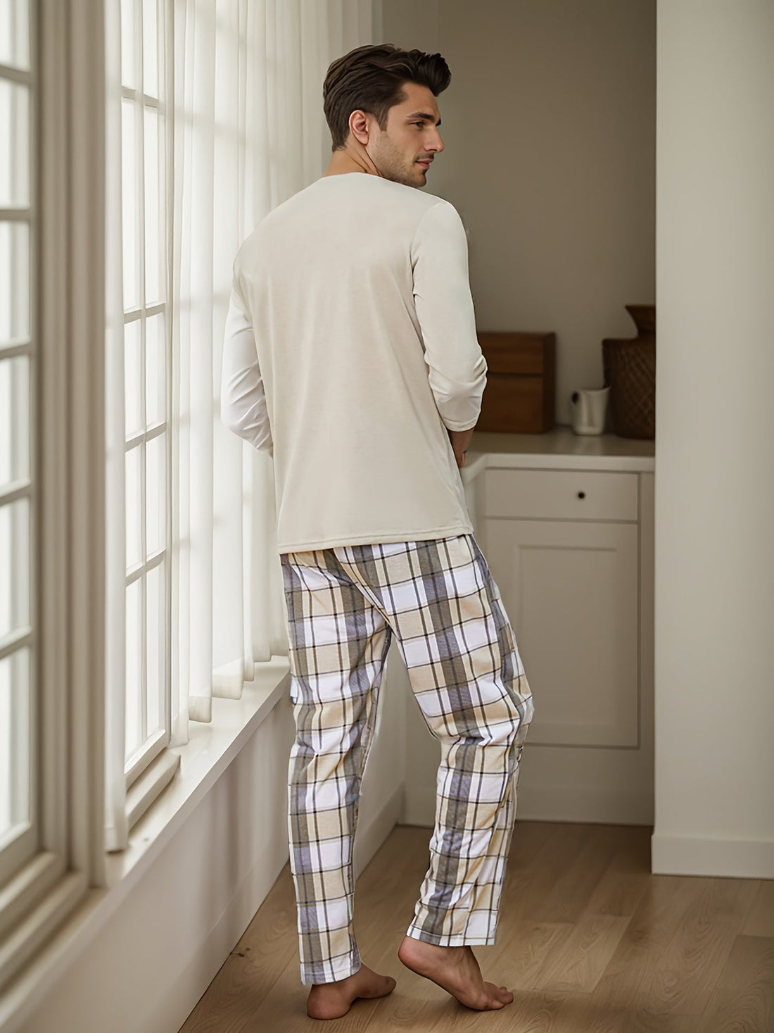 Heren Tweedelig Set - Zacht Tricot - Relaxte Pasvorm - Ronde Hals