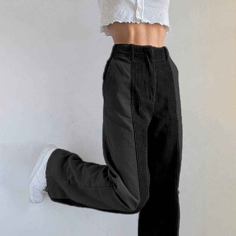 Dames Broek - Gemengde Stof - Hoge Taille - Wijde Pijp