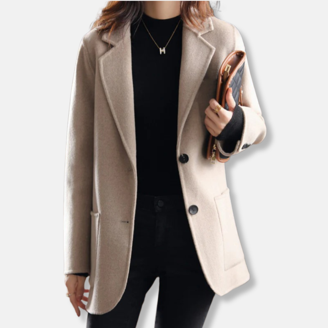 Dam Blazer - Ullmix - Skräddarsydd Passform - Notchad Revers - Höftlängd