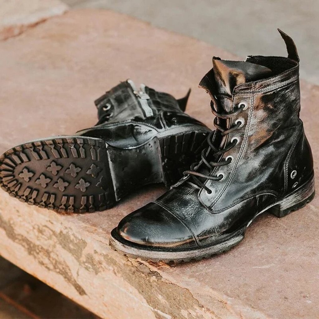 Heren Enkelhoge Boots – Leerlook – Veterdesign – Stevige Zool – Outdoor Comfort
