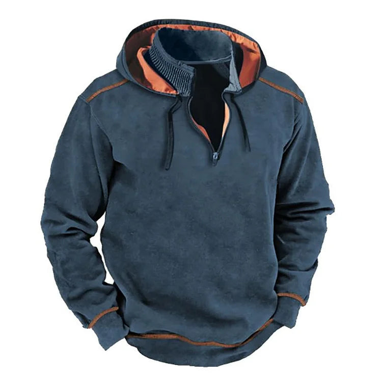 Heren Hoodie - Katoenmix - Relaxte Pasvorm - Opstaande Kraag