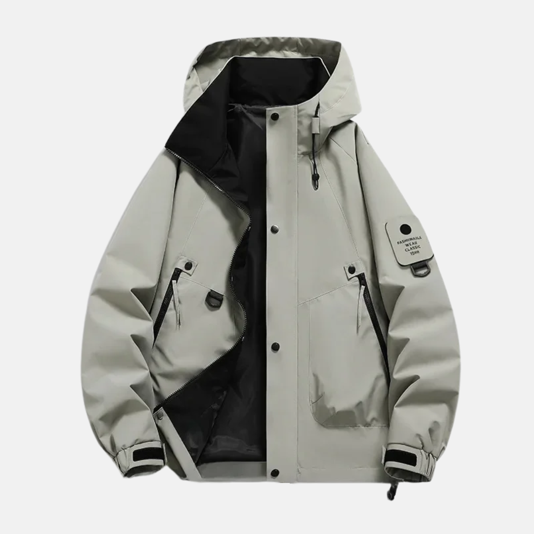 Herr Jacka - Vävt Tyg - Avslappnad Passform - Hög Krage Med Huva