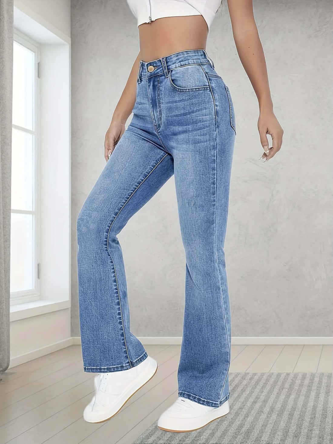 Dames Jeans - Denim - Hoge Taille - Bootcut - Volledige Lengte