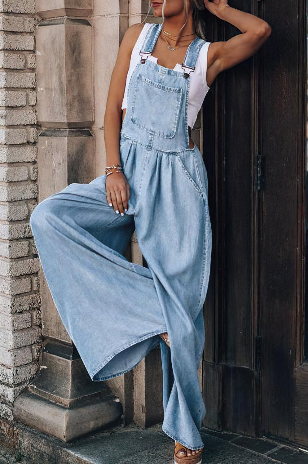 Dam Jumpsuit – Avslappnad Passform – Vida Ben – Denim Look – Funktionella Detaljer