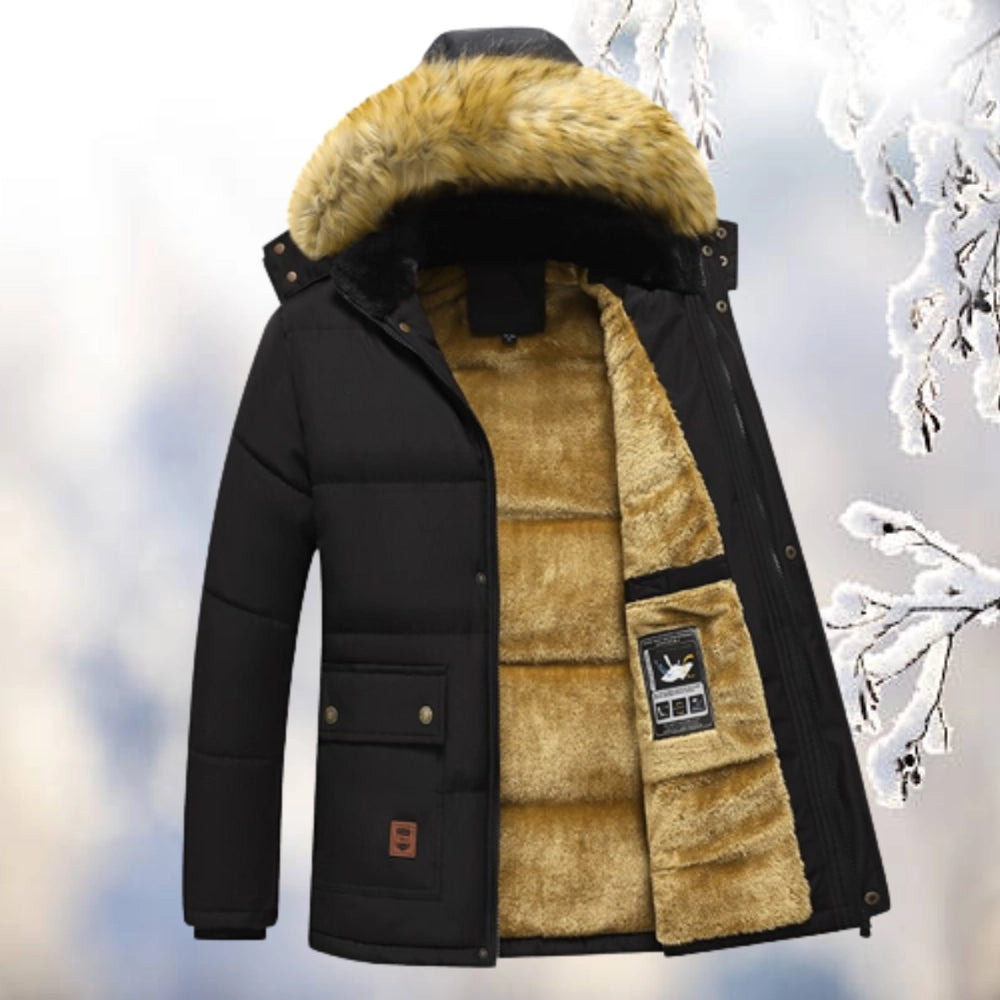 Heren Parka - Geweven Stof - Gewatteerd - Capuchon Met Imitatiebont - Comfortabele Pasvorm