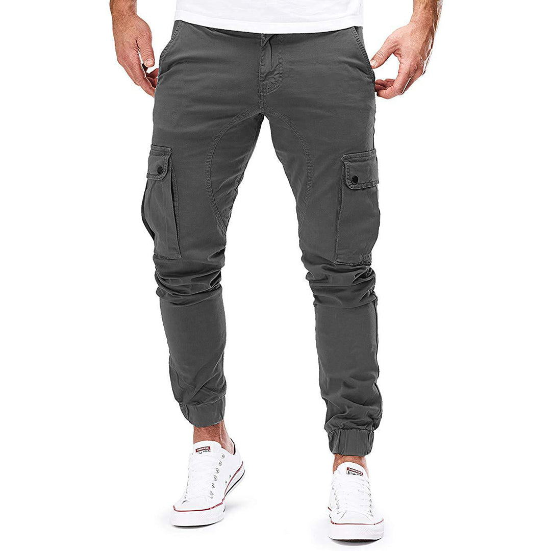 Heren Cargo Broek – Slim Fit – Ademend Katoen – Elastische Taille – Meerdere Zakken