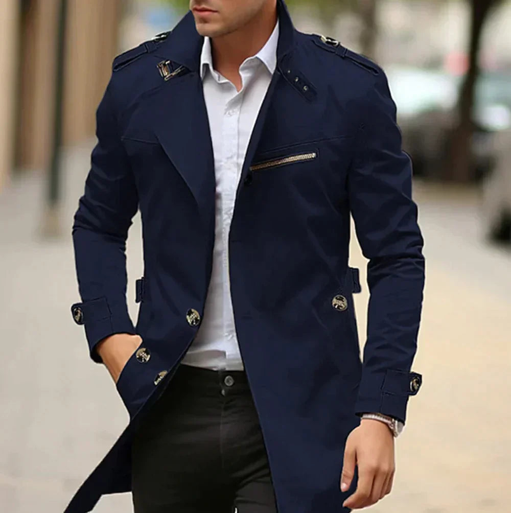 Heren trenchcoat – Slim fit – Dubbelrijig – Gemonteerde taille – Ademend materiaal
