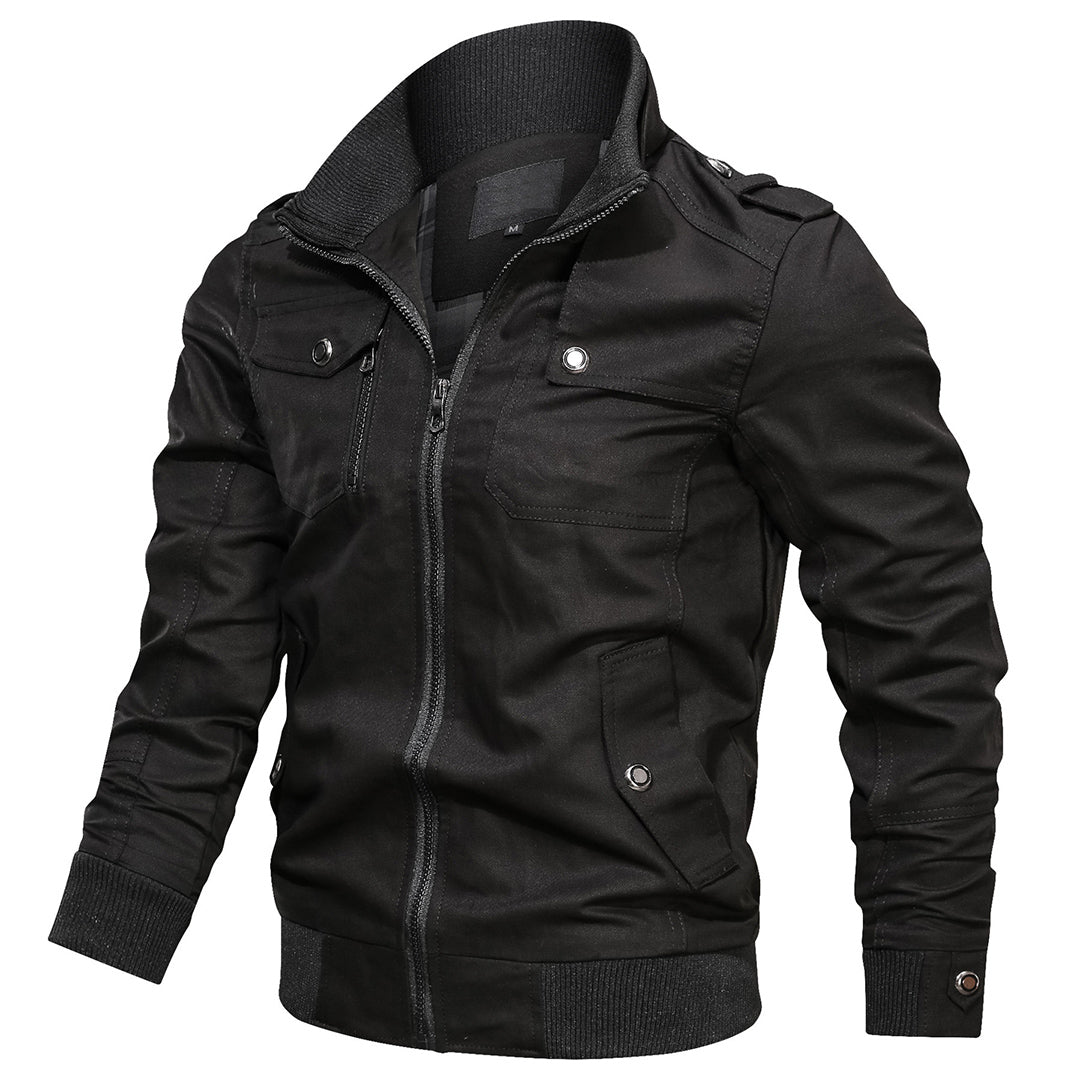 Heren bomberjack – Regular fit – Katoenmix – Ribboorden – Epauletten – Ritsluiting