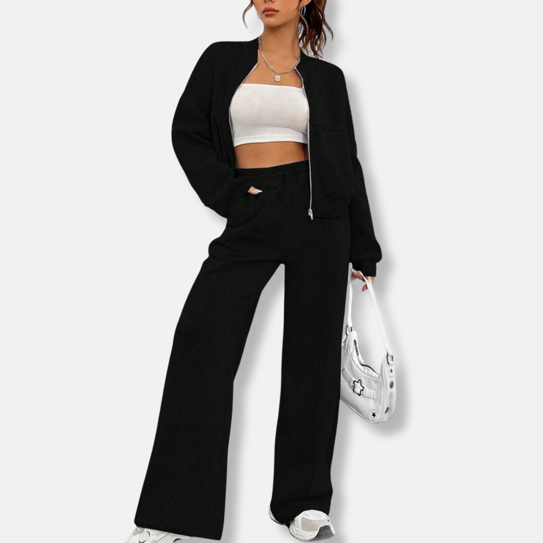 Dames Tweedelig Set - Katoenmix - Comfortabele Pasvorm - Hoge Taille